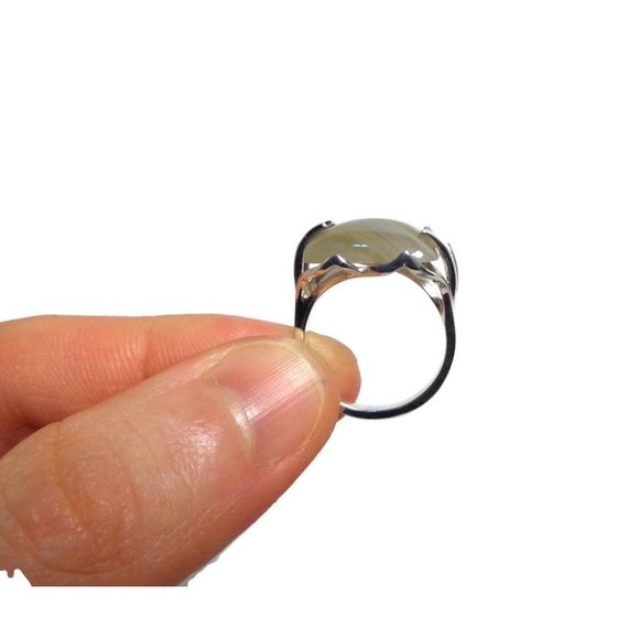 925 Sterling Silver Agate Ring, Natural Agate Ring Size 7.5, Custom Made - Picture 6 of 10